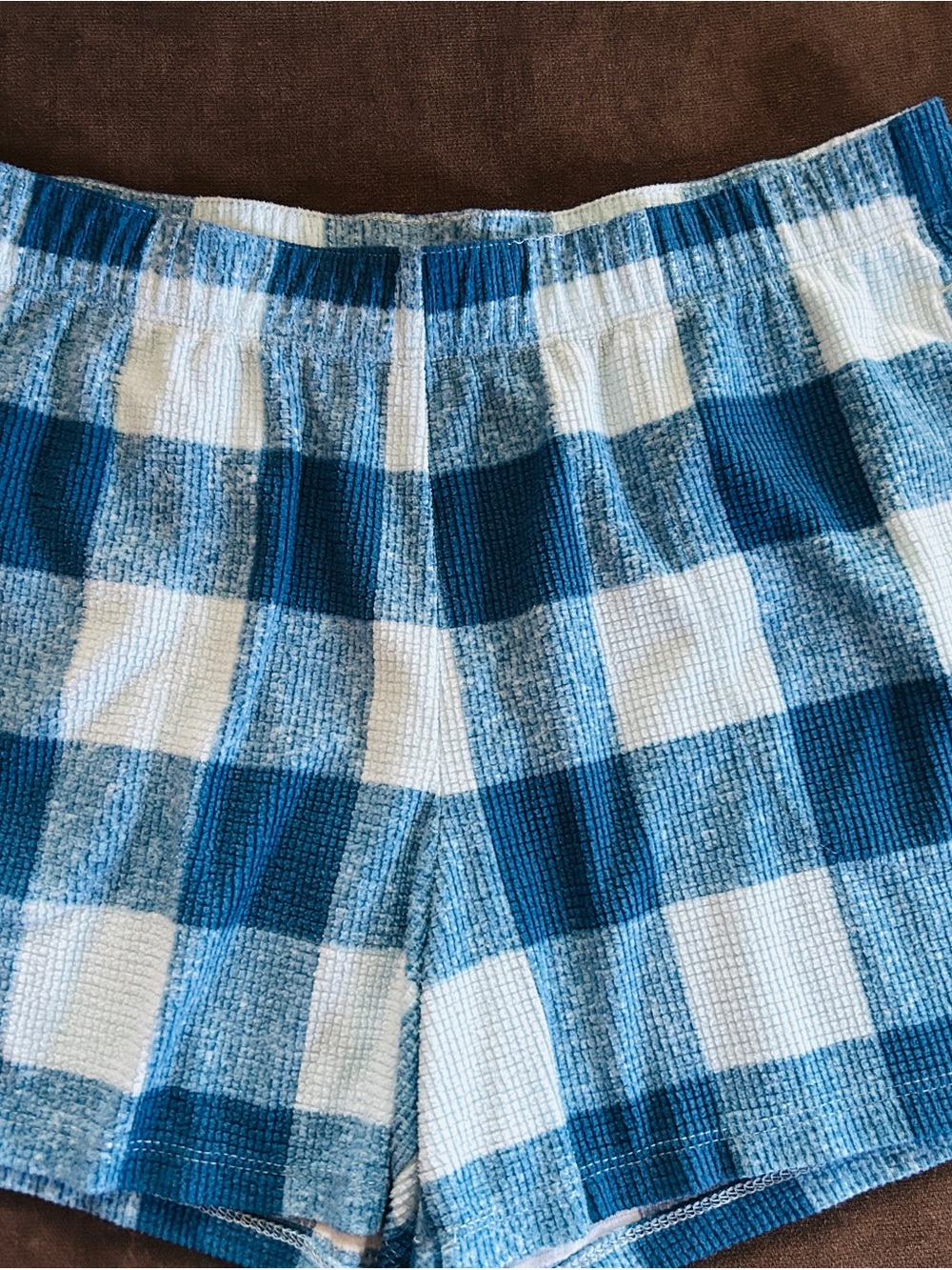 Eddie Bauer Blue and White Checkered Athletic Shorts